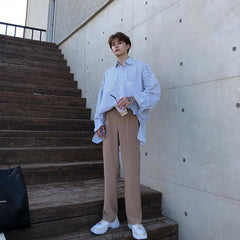 Drape Straight Trousers Suit Pants