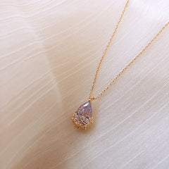 Women Crystal Waterdrop Pendant Necklace