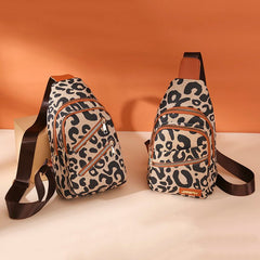 Tekzitfuir Women's Leopard Chest Sling Bag