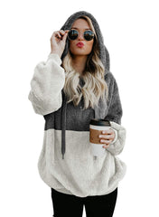 Women Casual Plush Hoodies Zipper Warm Loose Tops