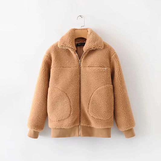 Zipper warm jacket women