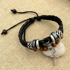 Cross Braided Leather Bracelet