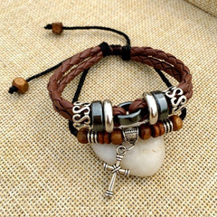 Cross Braided Leather Bracelet