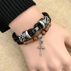 Cross Braided Leather Bracelet