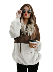 Women Casual Plush Hoodies Zipper Warm Loose Tops