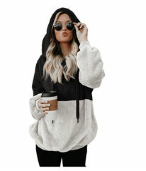 Women Casual Plush Hoodies Zipper Warm Loose Tops