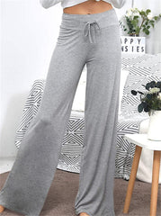 Wide Leg High Waist Elastic Band Casual Pants