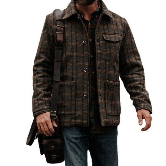 European And American Plaid Printed Fashionable Jacket For Men