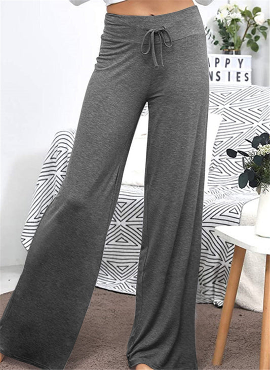 Wide Leg High Waist Elastic Band Casual Pants