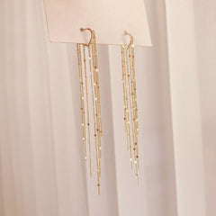 Golden Glamour: Geometric Vintage Tassel Earrings for Women