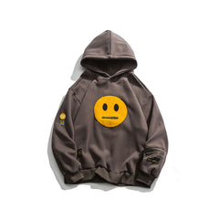 Smile Face Patchwork Fleece Hoodies Sweatshirts