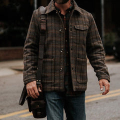 European And American Plaid Printed Fashionable Jacket For Men