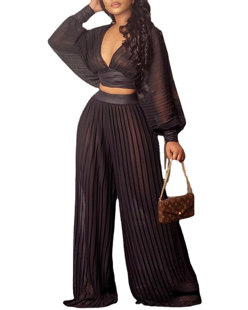 Pleated Pleated Wide-leg Pants Two-piece Suit