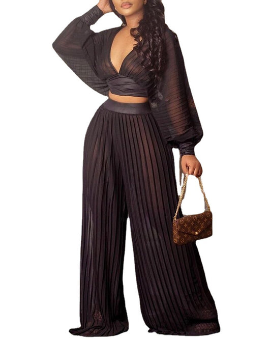 Pleated Pleated Wide-leg Pants Two-piece Suit