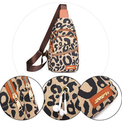 Tekzitfuir Women's Leopard Chest Sling Bag