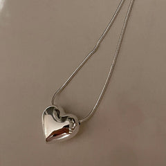 Metal Love Heart Pendant Necklace